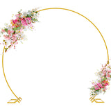 Wokceer Round Backdrop Stand 8FT Gold Wedding Balloon Arch Stand for Party