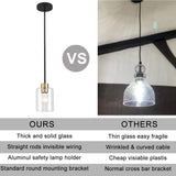 KLSS Black Brass Pendant Lights Kitchen Island - Clear Glass Pendant Light Fixture Multiple Stems Rods 3 Units 12 Inch 3 Units 4 Inch (2 Pack Black Brass Downrod)