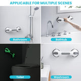 TAILI Shower Grab Bar Glow in The Dark, 2 Pack 12.2 in Grab Bars for Bathtubs and Showers,Shower Handles Shower Rails for Seniors and Elderly,Bathroom Safety Grip Removable No Drilling Waterproof Grey