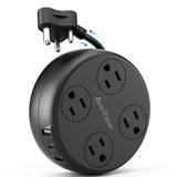 India Travel Adapter with USB C, US to India Plug Adapter with 4 Outlets 3 USB Ports, Type D Outlet Adapter for US to Bangladesh, India, Kuwait, Maldives (Black)
