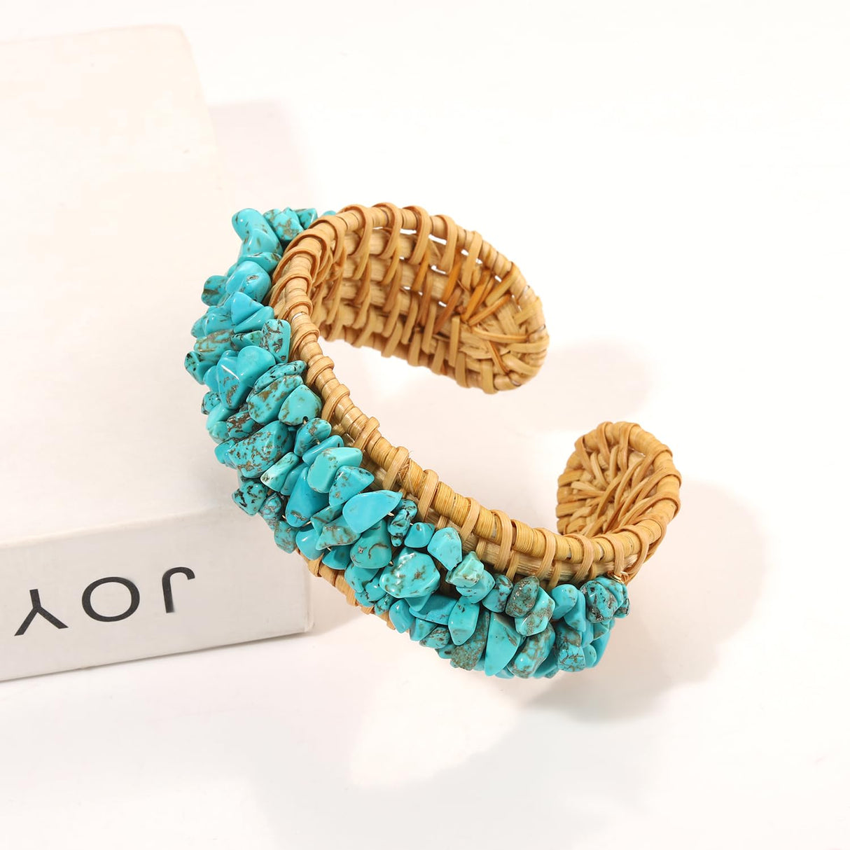 Rattan Bracelet Handmade Lightweight Straw Wicker Braid Cuff Bangle Bracelet Statement Adjustable Bohemian Rattans Woven Chunky Bracelets for Summer Wrist Jewelry (Z Rattan Cuff Bracelet Turquoise)