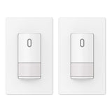 ELEGRP Single Pole Occupancy Motion Sensor Light Switch, PIR Infrared Motion Activated Switch, Need Grounding Wire, No Neutral Wire, for CFL/LED/Incandescent, with Plate, UL(2 Pack, Matte White)