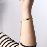 WOWORAMA Gold Bar Bracelet for Women Adjustable Slider Bangle Bracelets 14K Gold Plated Curved Bar Bolo Bracelet Simple Friendship Bracelet - Gold Hammered Bar Bracelet