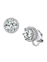 FindChic April Diamond Clip On Earrings for Women Silver Birthstone