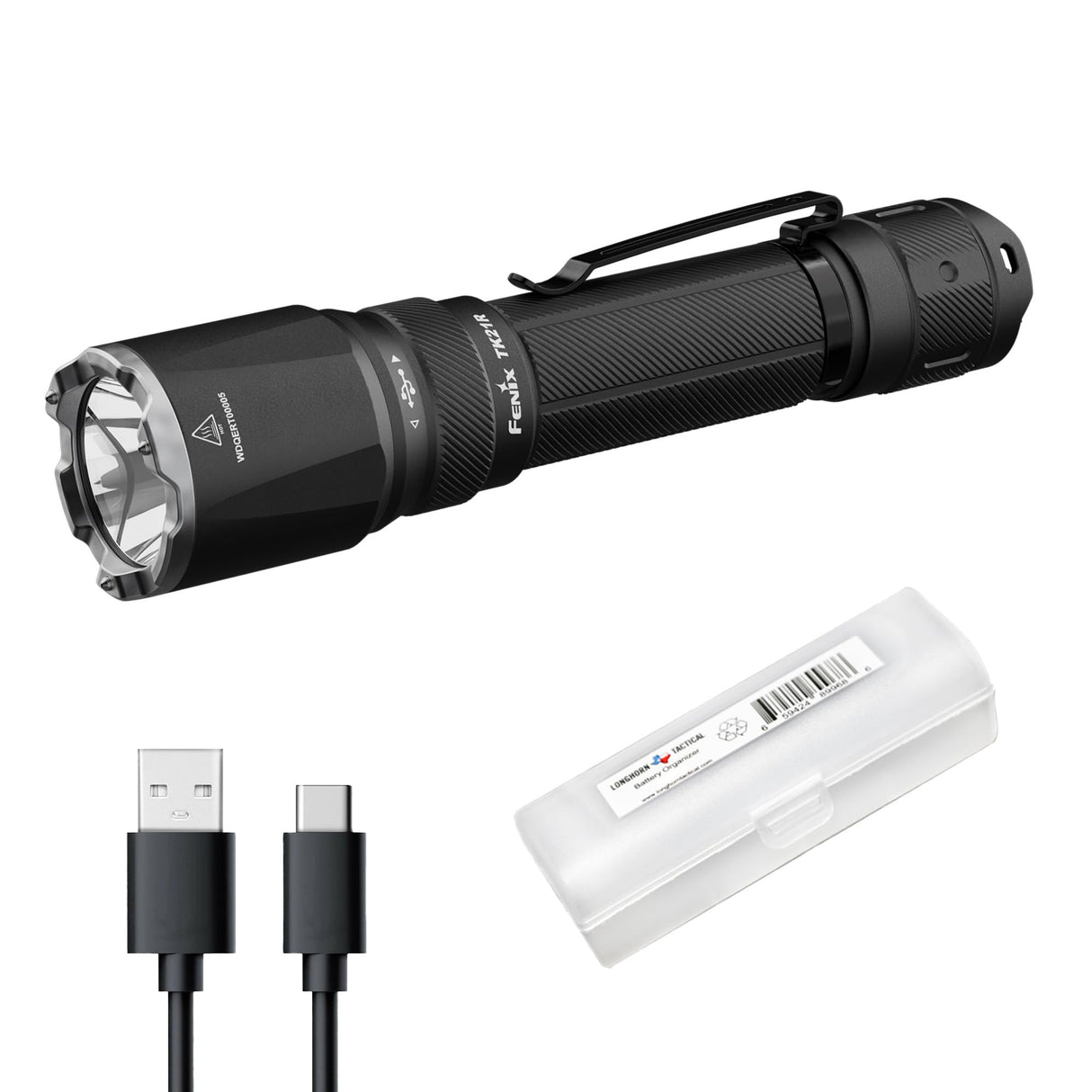 Fenix TK21R Tactical Flashlight, 3600 Lumens High Lumen USB-C Rechargeable Fast Charging Compact Waterproof Single Hand Operation with Lumentac Organizer