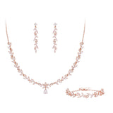 BriLove Wedding Jewelry Set Cubic Zirconia for Women Bride Bridesmaid Rose