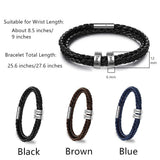 Novgarden Custom Mens Bracelets with 1-8 Engraved Beads, Dad Gifts for Fathers Day, Leather Braid Bracelet with Kids Names Personalized Men's ID Bracelet Gifts for Grandpa Husband Boyfriend