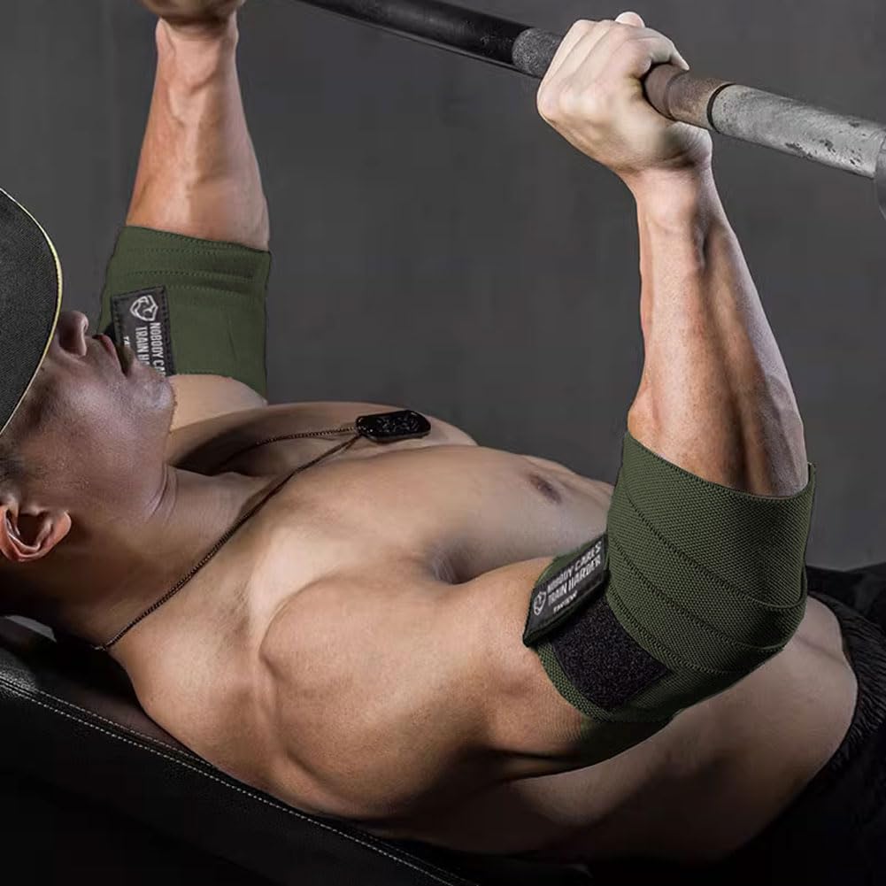 TAVIEW Elbow Wraps for Weightlifting (1 Pair), 47" Elastic Elbow Support & Compression Powerlifting, Fitness, Cross Training & Gym Workout, Elbow Straps Weight Lifting