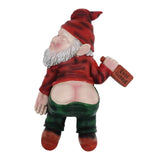 MINICAR Gnome Statue Outdoor Decor 9.5 Inch L, Funny Garden Yard Patio Ornament Decoration, Naughty, Red