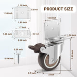 Nefish Side Mount Casters 2 Inch L-Shaped Small Rubber Caster Set of 4, Ball Bearing 360 Degree Plate Swivel Castors Wheel 600 LBS, Casters Wheels for Furniture, Baby Bed, Kitchen, Cabinet, Table