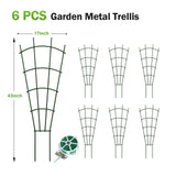 DOLEMODUO 6-Pack Metal Trellis for Potted Plants, 43" Heavy Duty Garden Trellis for Climbing Plants, Rustproof Powder Coated Indoor/Outdoor Trellis for Climbing Vines, Flowers, Houseplants