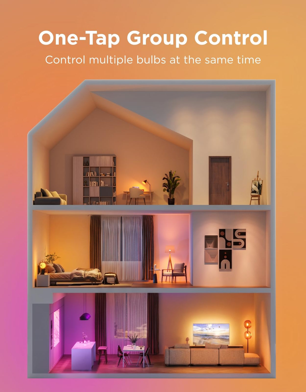 Govee Smart Light Bulbs, WiFi Bluetooth Color Changing Bulbs, Music Sync, 54 Dynamic Scenes, 16 Million DIY Colors RGB Light Bulbs, Work with Alexa, Google Assistant, 800 Lumen, 8 Pack