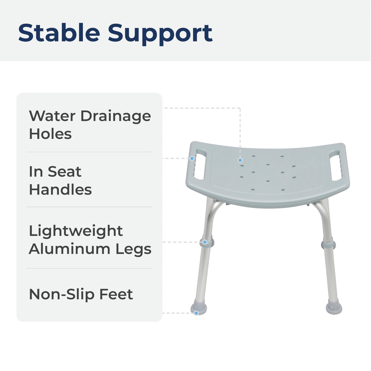 Drive Medical RTL12203KDR Shower Chair, Adjustable Shower Stool with Suction Feet, Shower Seat for Inside Tub, Bathroom Bench, 300 LB Weight Capacity