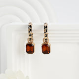 Leopard Hoop Earrings for Women Cheetah Leopard Print Open Hoop Earrings with Dangle Brown Faceted Glass Gemstone Charm Drop Animal Spots Earrings Party Jewelry Gifts for Women