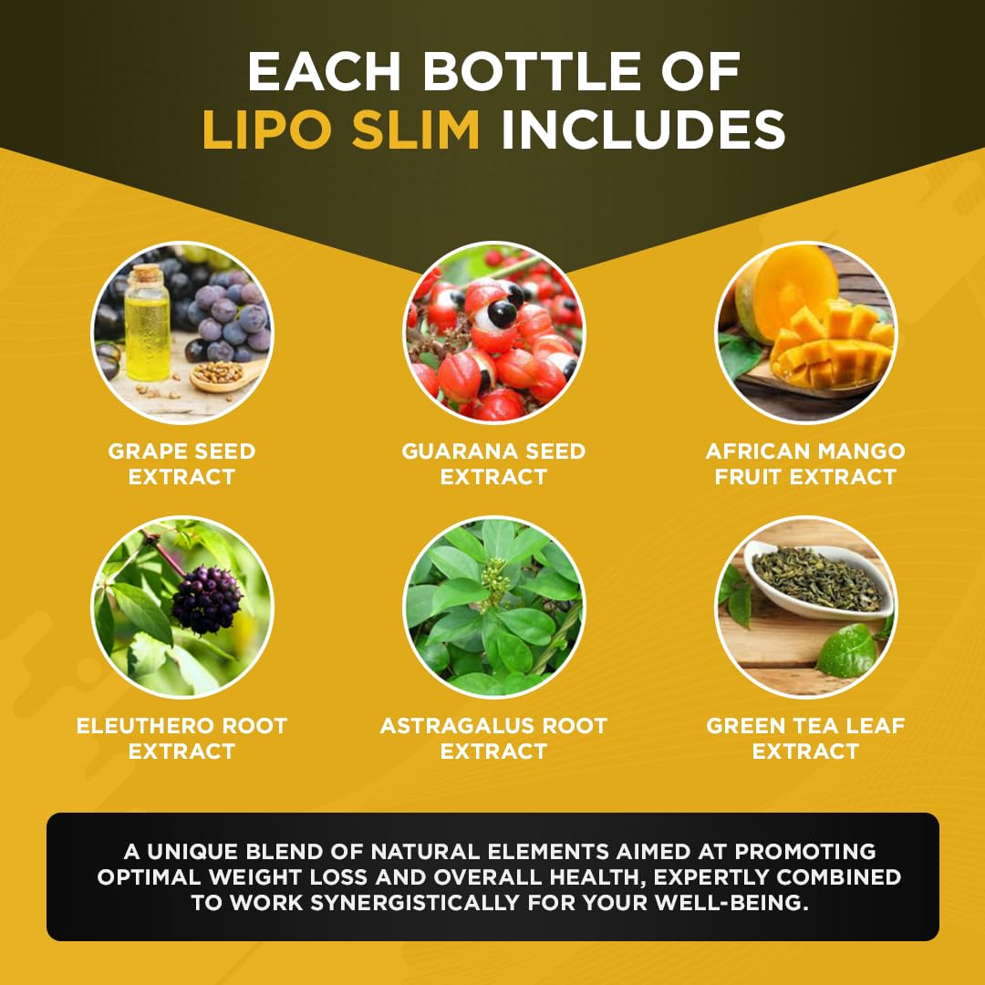 LIPO SLIM Official Drops - Daily Liquid Supplement - Advanced Formula for Natural Metabolism & Energy Support, LipoSlim for Overall Health & Wellness. One 60ml Bottle for 1 Month