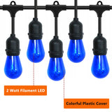 GUILEDUO 15 Pack S14 LED String Light Bulbs, Shatterproof 2 Watt Blue Replacement Bulbs for Outdoor String Light, Waterproof Decorative E26 Base Blue Filament Edison Christmas Light Bulbs, 120V