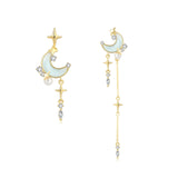 SIXFOX Cute Star Earrings for Women, Gold Moon Celestial Earrings, Drop Space Earring for Teen Jewelry Gift