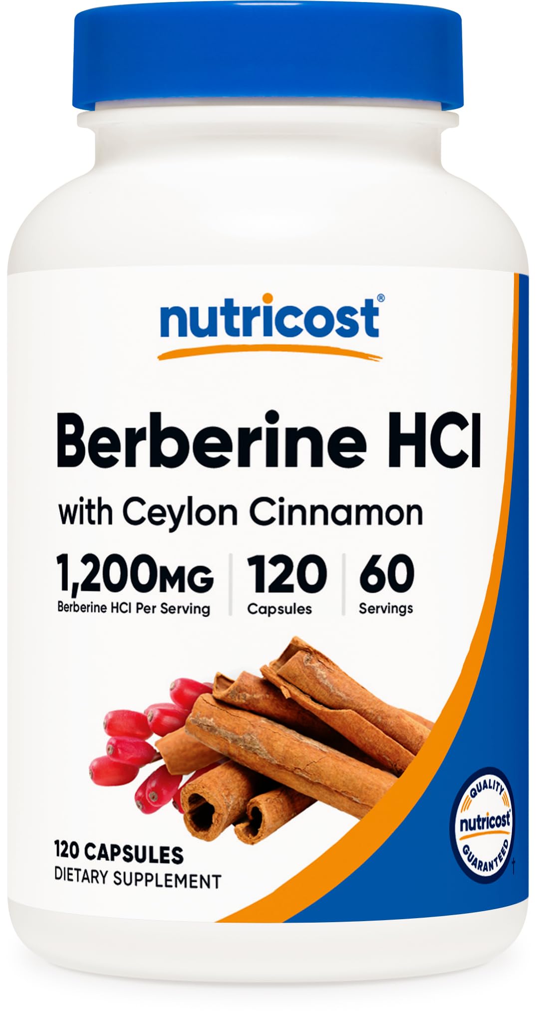 Nutricost Berberine HCl with Ceylon Cinnamon Capsules (120 Capsules)
