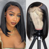 HUIWANYAN Bob Wig Human Hair 13x4 HD Lace Front Wig Glueless Wigs Human Hair Pre Plucked Short Bob Lace Front Wigs Human Hair For Black Women Nature Hairline 180% Density 14 Inch
