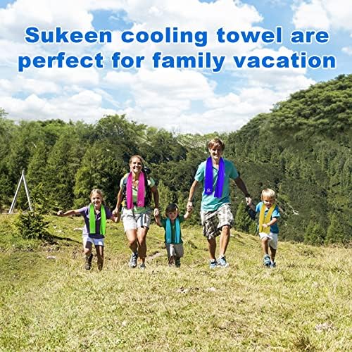 Sukkeen 4 Pack Cooling Towel (40"x12"), Soft Breathable Chilly Microfiber Towel for Yoga, Sport, Running, Gym, Workout, Camping, Fitness & More Activities