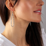Silver Tone Long Earrings for Women, Large CZ Faux Diamond Teardrop Dangles
