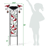 Cardinal Bird Garden Trellis with Wind Chime, Outdoor Yard Decor