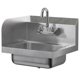 AmGood Stainless Steel Wall Mount Hand Sink with Faucet and Left Sidesplash 17" x 15" | NSF Commercial Hand Washing Basin For Restaurant, Kitchen and Home | Bowl Size: 10" x 14"