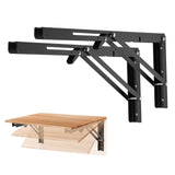 Ravinte 2 Pack 18 Inch Folding Shelf Brackets – Matte Black, Heavy Duty Collapsible Brackets for Tables and Benches – Space-Saving Design