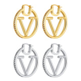 18K Gold Luxury Letter Earrings for Women and Sisters | Valentines, Birthday Gifts, Elegant Accessories for Any Occasion (V Letter Earrings 2 Pair)