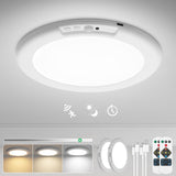 Bojim Rechargeable Ceiling Lights with Remote Wireless Battery Operated Motion Sensor Waterproof Shower Lighting, 3CCT & Dimmable Stick On Closet Overhead for Pantry Porch Renter Friendly 2 Pack