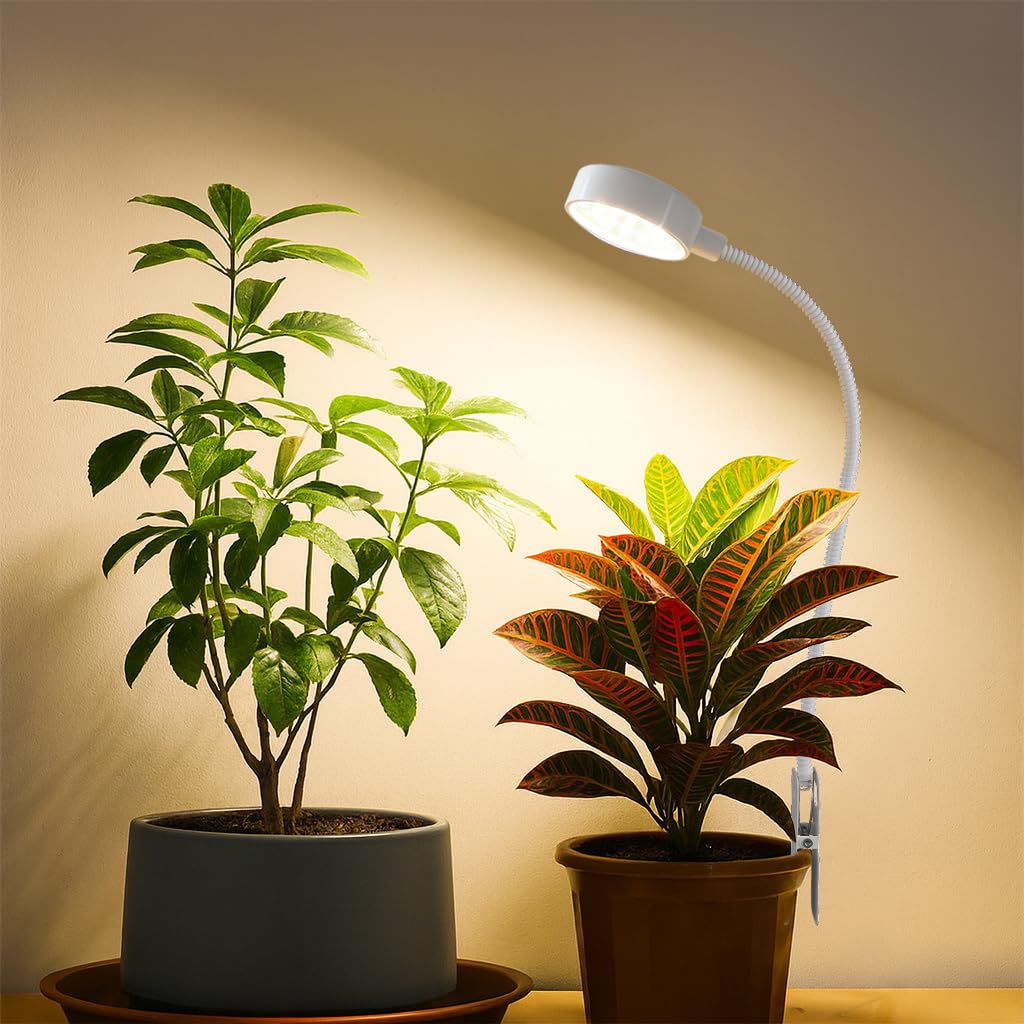 WeeLeeGoo 2 Pack Grow Lights, Pot Clip LED Growing Lamp for Indoor Succulents Pot Mini Small Plants,6000K White Full Spectrum with 5-Level Dimmable, Auto Timer 4/8/12/18 Hrs
