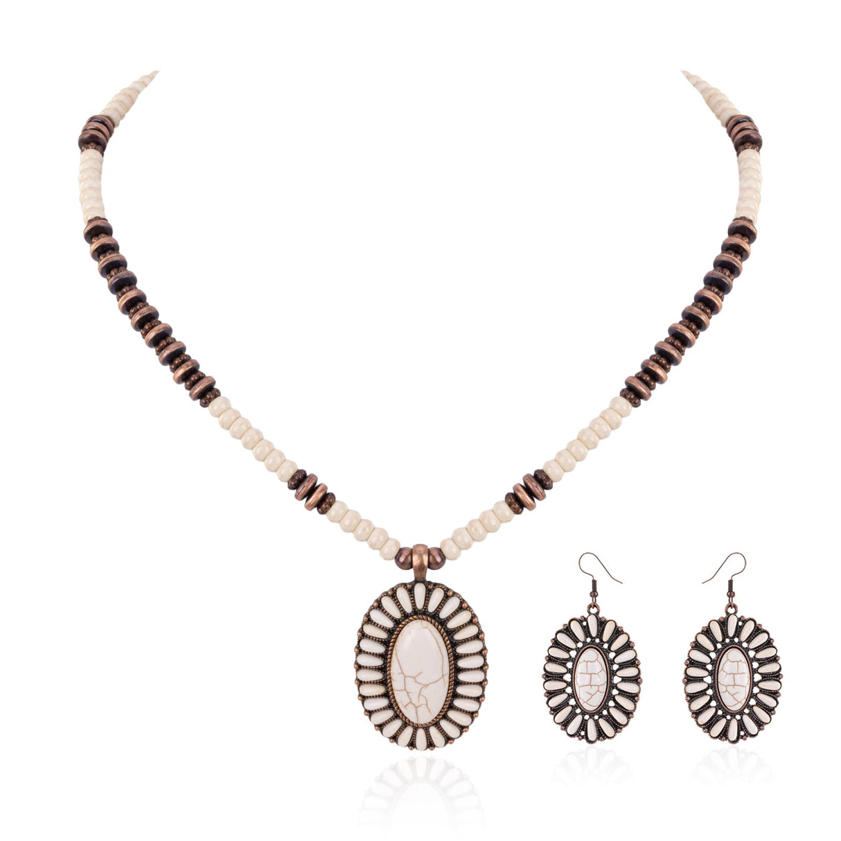 Montana West Rustic Couture's Turquoise Squash Blossom Necklace Earring Set