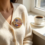 250th Anniversary Enamel Brooch Pin, 1776-2026 Patriotic Floral Star Badg American Birthday Rhinestone Flag Lapel Pin for Independence Day Veterans Souvenir Gift Jewelry (2PCS)