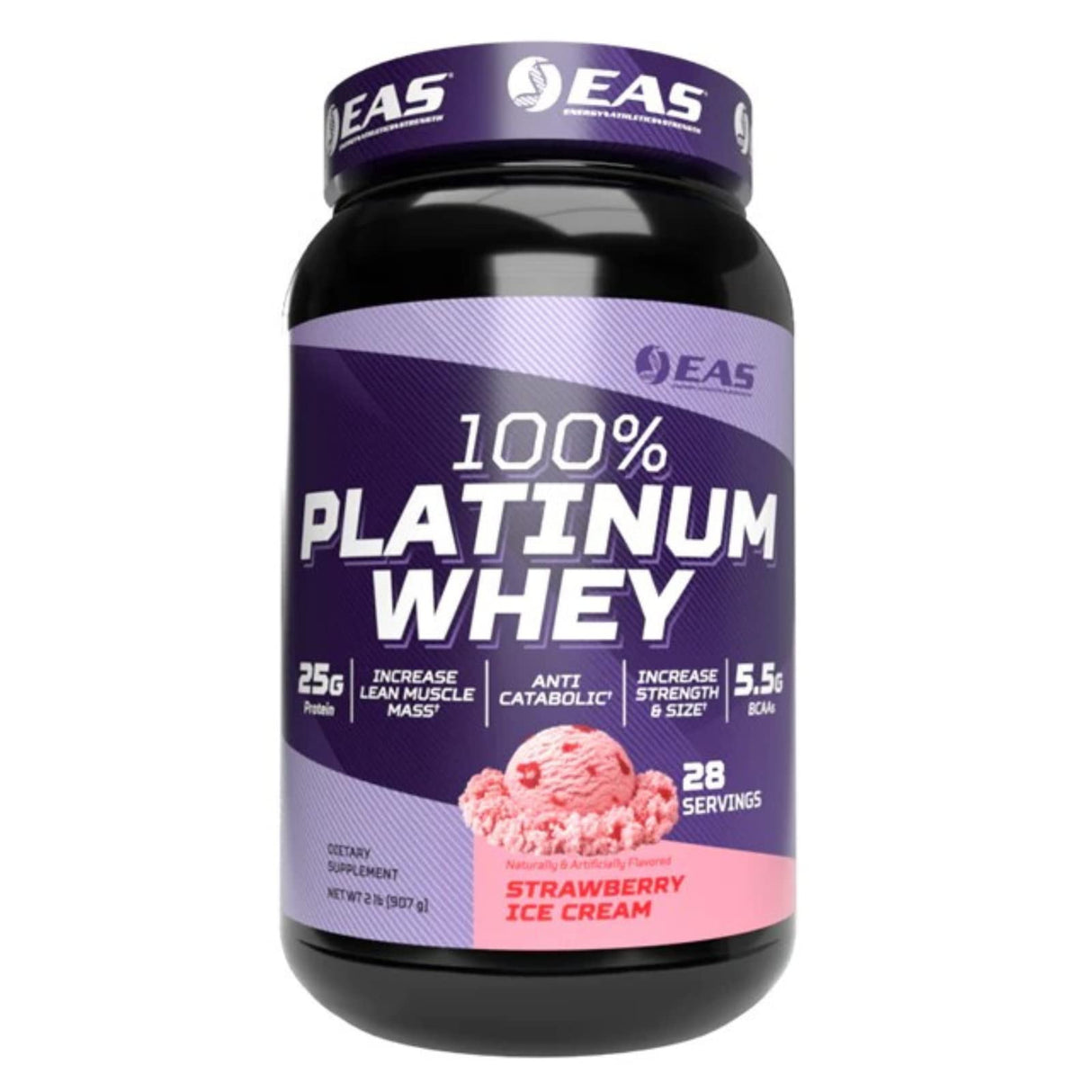 EAS Experimental and Applied Sciences 100% Platinum | 3 Ultra-Platinum Whey Proteins | Increase Size & Strength | 25g Protein, 5.5g BCAAs | 2 Pound (Strawberry Ice Cream)