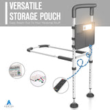 Agrish Bed Rails for Elderly Adults Safety - with Motion Light & Storage Pouch, Bedside Assist Bar with Support Legs for Seniors & Surgery Patients - Medical Bed Rail