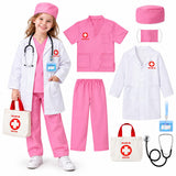 Meland Doctor Costume for Girls-Kid Dress Up for Halloween(Pink,3-4 Years)
