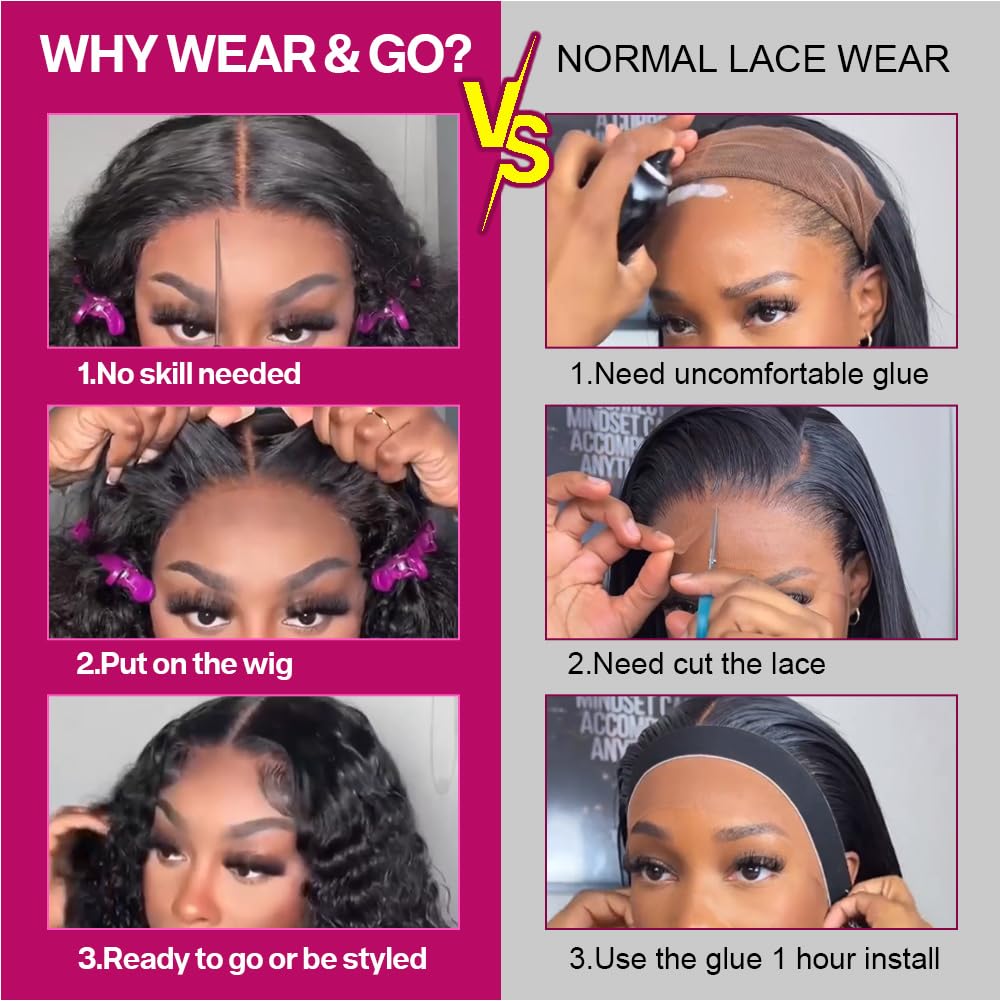 Ailwelia Deep Wave Bob Wig Human Hair 200% Density 5x5 Hd Lace Closure Wigs Human Hair Bob Wigs For Black Women Wear And Go Glueless Curly Bob Wig Deep Wave Wig 14 Inch