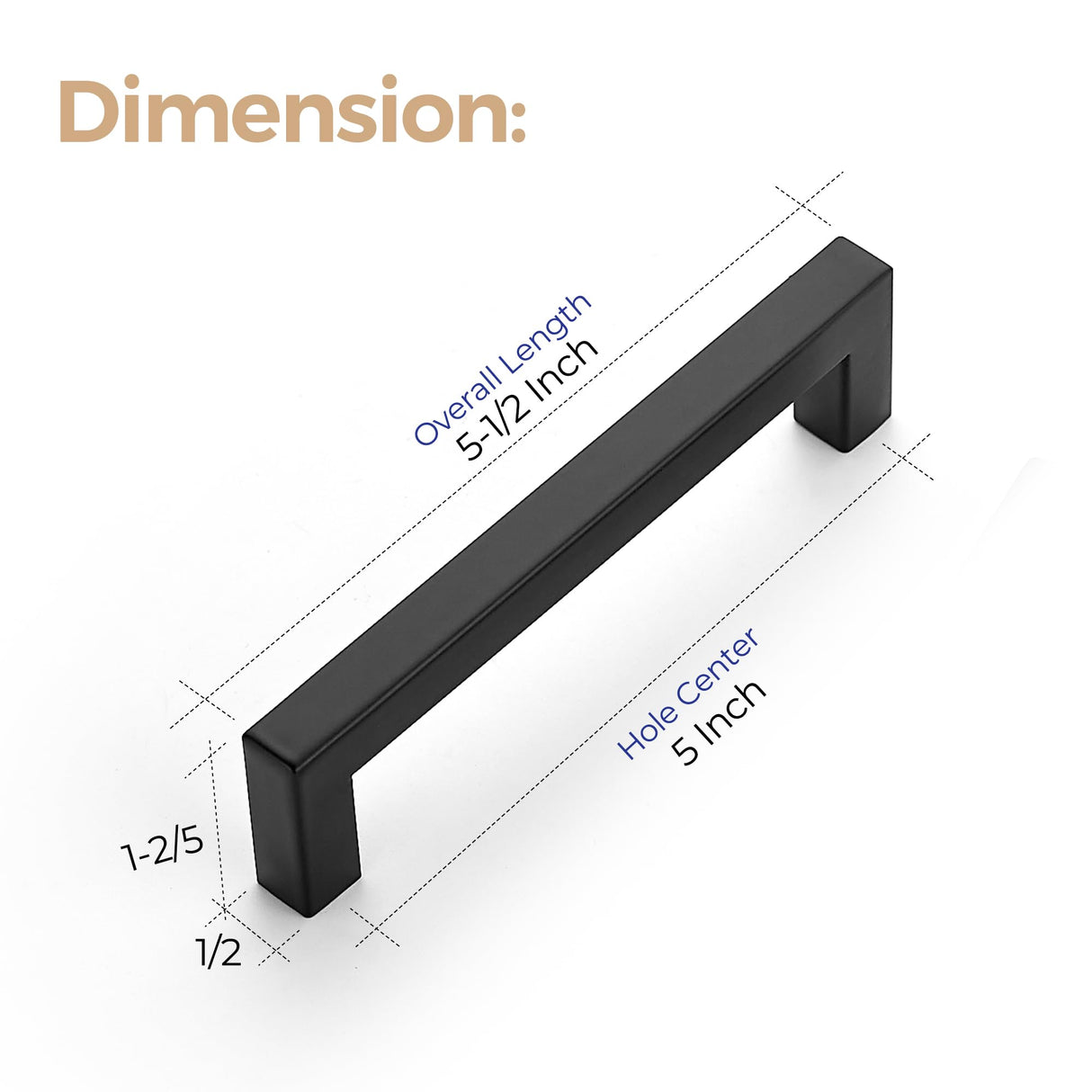 Ravinte 10 Pack 5 Inch Square Cabinet Handles Matte Black Pulls Drawer Kitchen Hardware for Cabinets Cupboard.