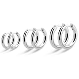 KRKC&CO Hoop Earrings for Men, 925 Sterling Silver Set, White Gold Plated