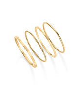 PAVOI 14K Gold Plated Four Pieces Dainty Rings Set for Women, Yellow Gold