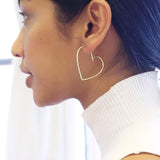 Heart Hoop Earrings for Women, 18K Gold Plated Lightweight Threader Dangles