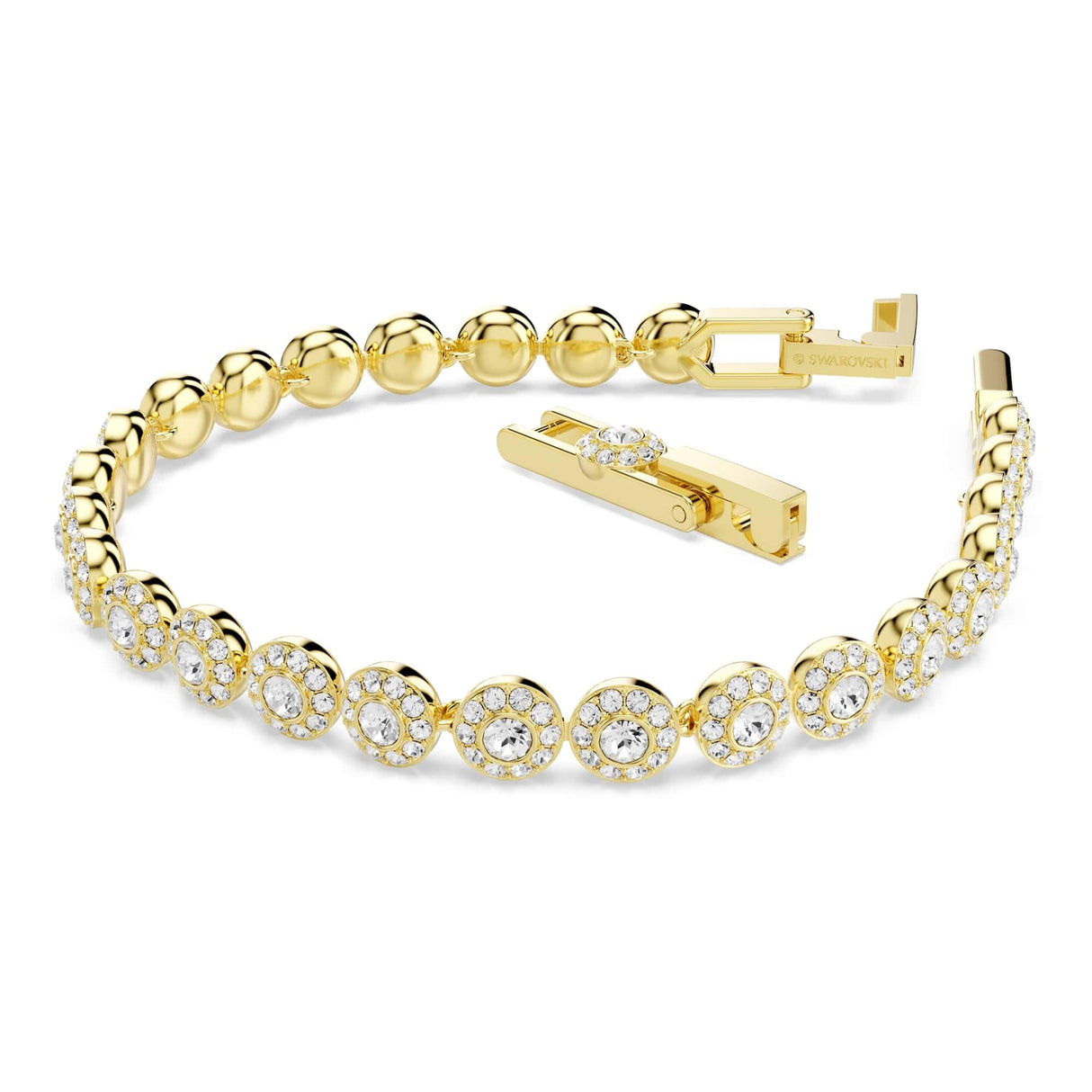 Una Angelic bracelet, Round cut, White, Gold-tSwarovski One plated