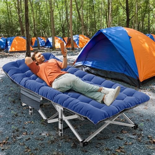 ABORON 2Pack Oversized XXL Folding Camping Cot W/Mat for Adults, 78" L x 32" W x 18" H Heavy Duty Outdoor Bed with Carry Bag,1200 D Layer Oxford Travel Camp Cots