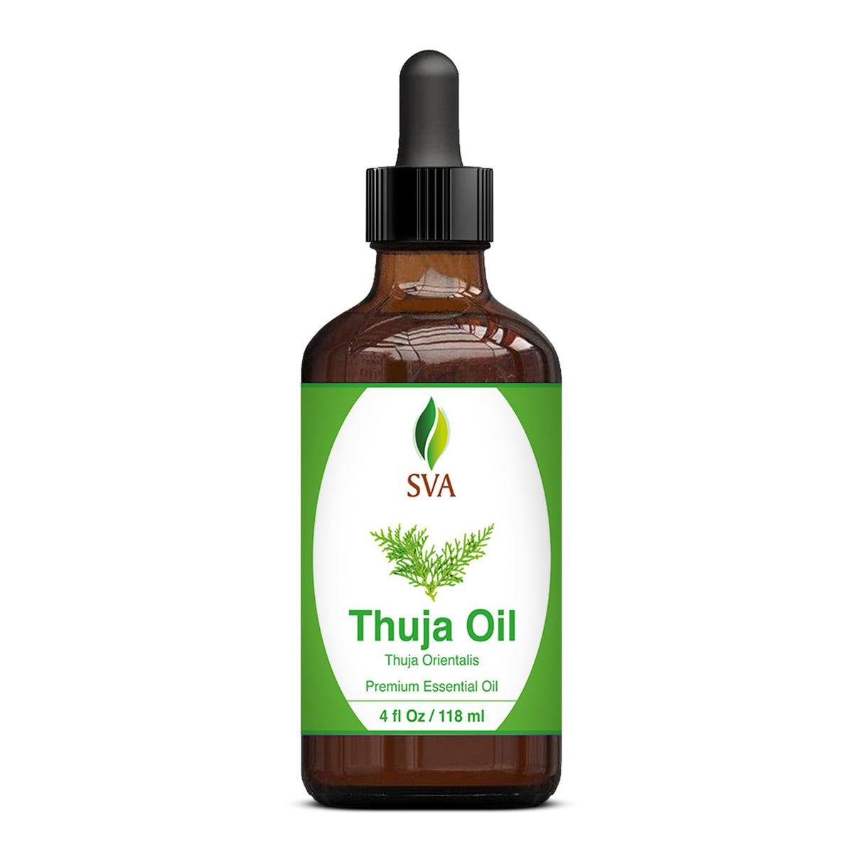 SVA Thuja Essential Oil – 4 Fl Oz – 100% Natural Thuja Oil - for Diffuser, Hair Care, Face, Skin Care, Aromatherapy, Scalp and Body Massage, Soap and Candle Making – with Dropper