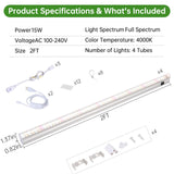 DingChen T5 Grow Lights, 2FT 60W (4×15W, 500W Equivalent), Full Spectrum Grow Lights for Indoor Plants, 4000K, Plug and Play, Easy to Install, for Greenhouse & Plant Shelves (4 Pack)