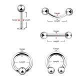 BodyJ4You 120PC Body Piercing Random Jewelry Kit - CBR BCR Rings Barbells Studs Screws Curved Bars - Belly Button Cartilage Tragus Nose Septum Tongue - 14G 16G 18G Steel Bulk Mix