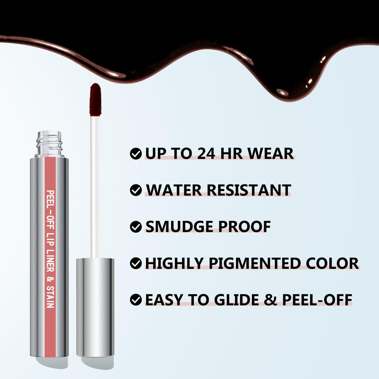 Cilrofelr Peel Off Lip Liner Stain, Long Wear Tattoo Lip Liner with Tweezer, Peel Off Lip Stain with Matte Finish, Long Lasting, Waterproof, Transfer-proof, Highly Pigmented Color (N-Nude Pink)