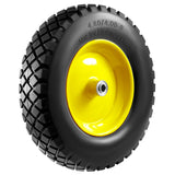 4.80/4.00-8" Tire and Wheel Flat Free 16", Solid Wheelbarrow Tire with 5/8" & 3/4" Bearings 3" Centered Hub, 14"-16" Universal Fit Wheelbarrow Tires for Hand Truck/Garden Trailer/Trolley/Wagon (1)