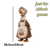 Thanksgiving Pilgrim Porch Goose Outfits Fits 23'' Lawn Goose Statue Fall Pumpkin Dress with ''Happy Thanksgiving'' Apron & Bonnet Costume for Autumn Yard, Patio Garden Decor (Brown, 23 inch)