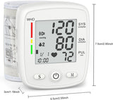 Blood Pressure Monitor Digital Wrist BP Machine Automatic BP Cuff with 2 Users 180 Memory Voice Large LCD Display Adjustable Cuff USB Charging Carrying Case